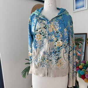 Lucky Brand Zip Up Hoodie Floral Sz M